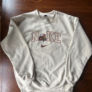 Gildan Cream Women’s Crewneck Sweatshirt with Cars theme.